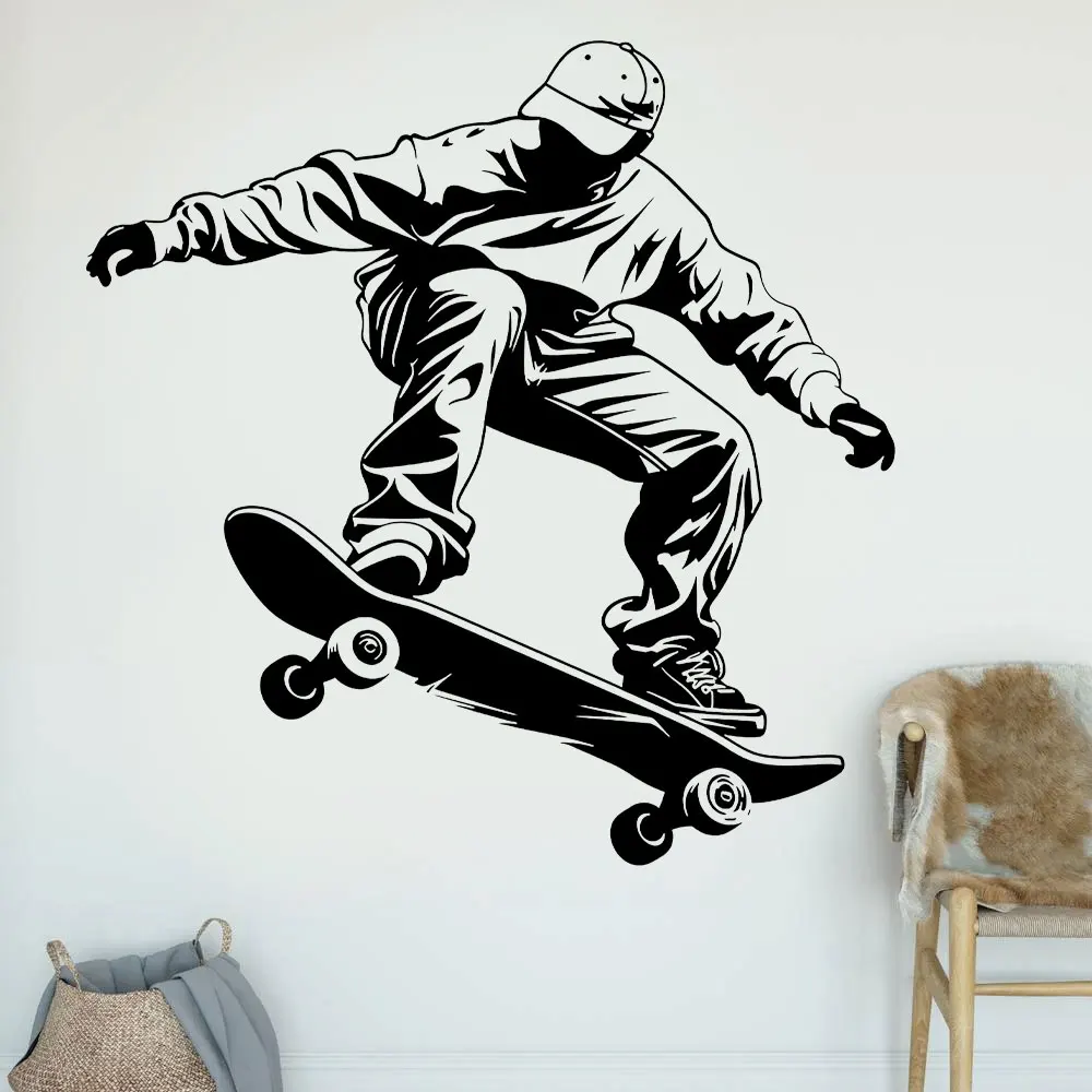 Skateboarder Vinyl Wall Decal Skateboarding Extreme Sports Stickers Teen Room Silhouette Boys Bedroom Home Wall Decor G229