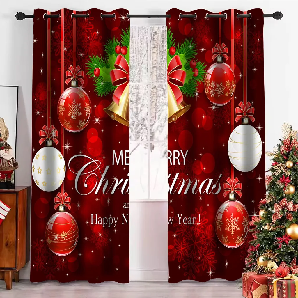 Happy New Year ！Christmas Time Decor Sunshade Curtains 2 Panels Free Shipping Luxury Living Room Bedroom Home Window Curtains