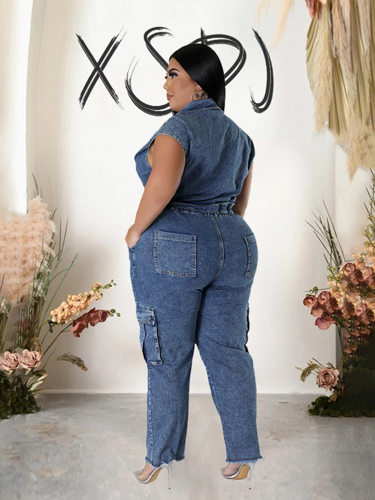 Jumpsuit Women Jeans Elastic Waist One Piece Summer Denim Jumpsuit Sleeveless Sexy and Elegant Stretchy Jumpsuit Straight Pant