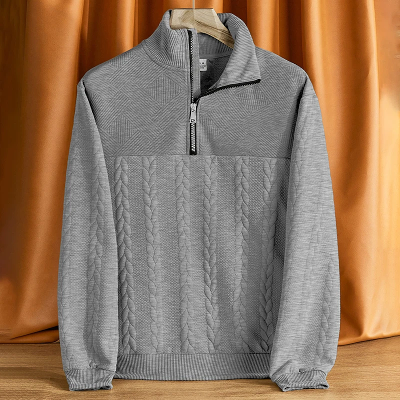 الرجال عالية الجودة فضفاضة تناسب الوقوف طوق البلوفرات الجديدة المرقعة سستة بلوزات رجل الخريف الشتاء تنوعا قاع لاعبا