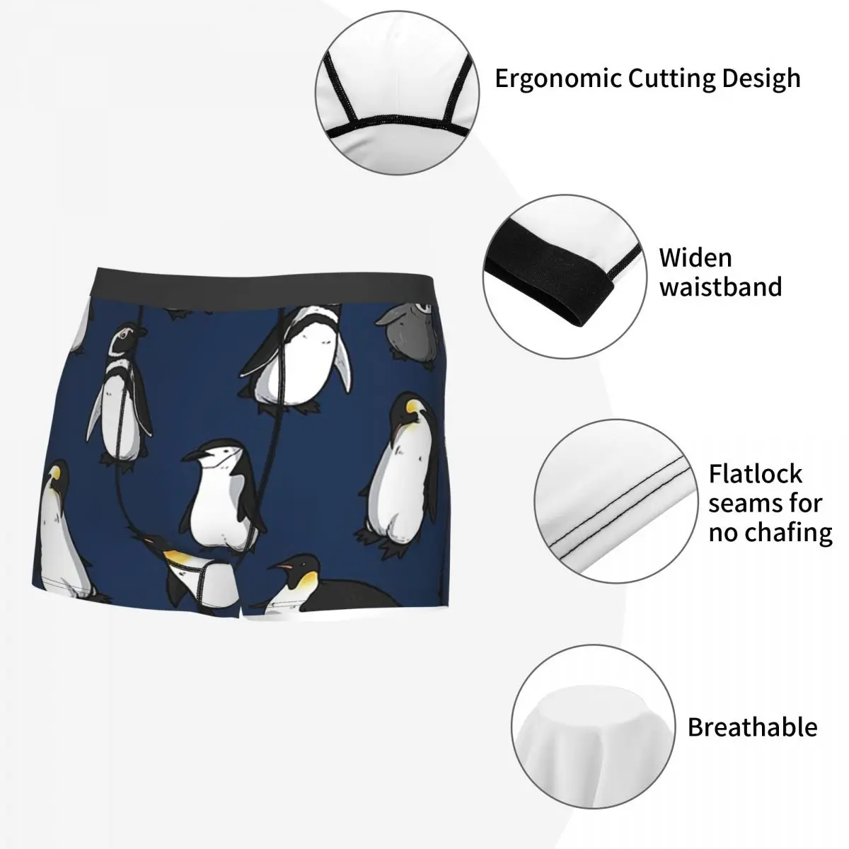 الملاكم السروال السراويل لطيف البطريق نمط (المتنقل الأزرق الداكن) سراويل داخلية مريحة للرجال لهدايا رجل أوم