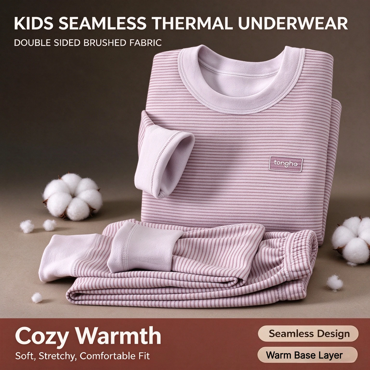 Children Underwear Thermal Set Striped Double Sided Brushed Seamless Kids Long Johns Skin Friendly Warm Boys Girls Base Layers
