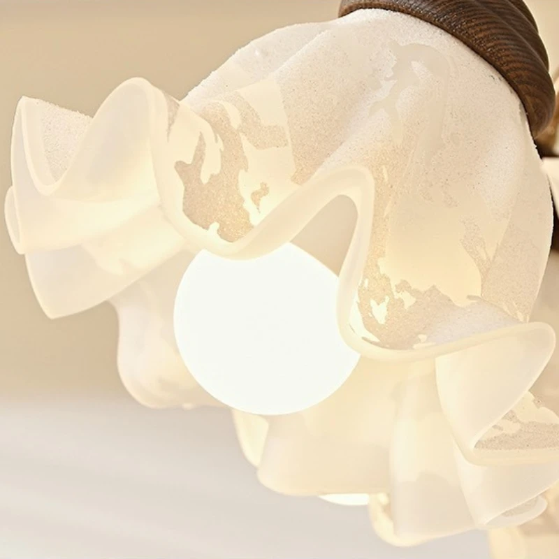 Wood LED Chandelier  Hall Ceiling Lamp Retro Creativity Tricolor Pendant Light Home Decor