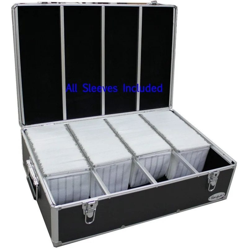 New Aluminum Like CD DVD Storage Case Holds 1000 Discs Black Box with Hanger Sleeves MegaDisc