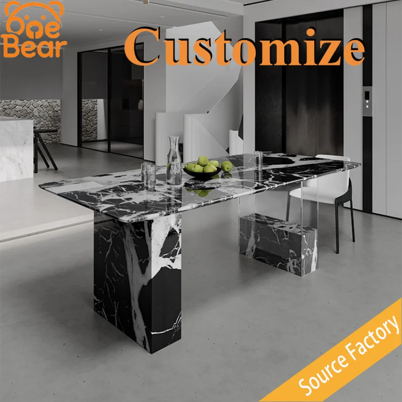 Nordic Minimalist Sintered Stone Dining Table, Anti-scratch Tabletop Home Dining Furniture for Apartment
