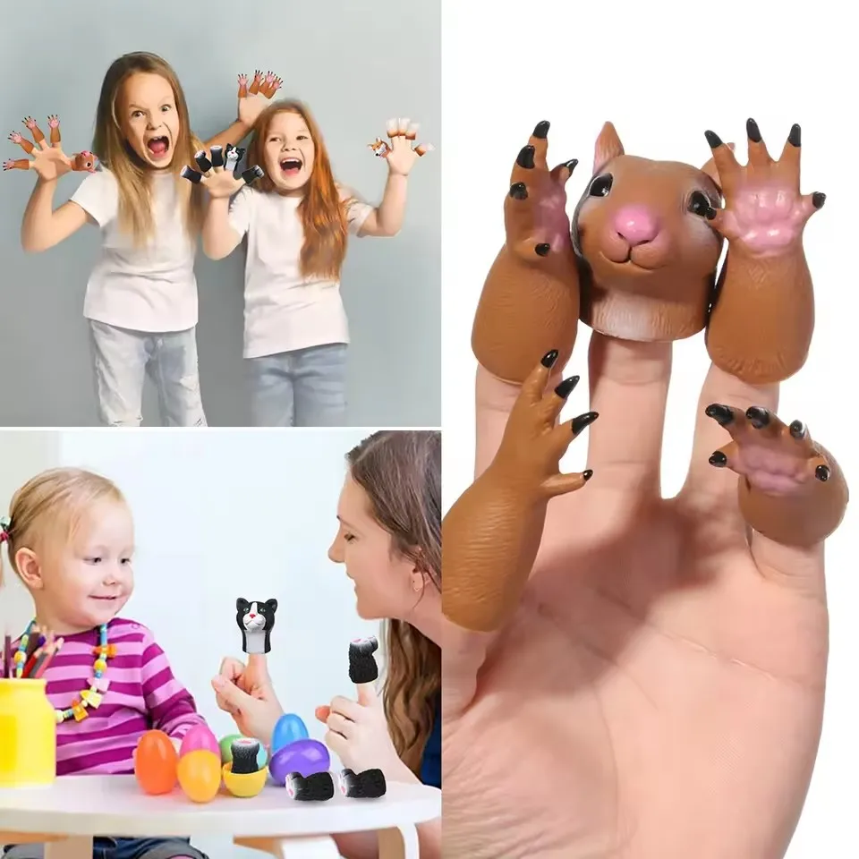 Cute Squirrel Finger Puppet, Funny Creative Hand Toy for Kids Adults, Interactive Prank Stress Relief Gift for Office Typing view 6