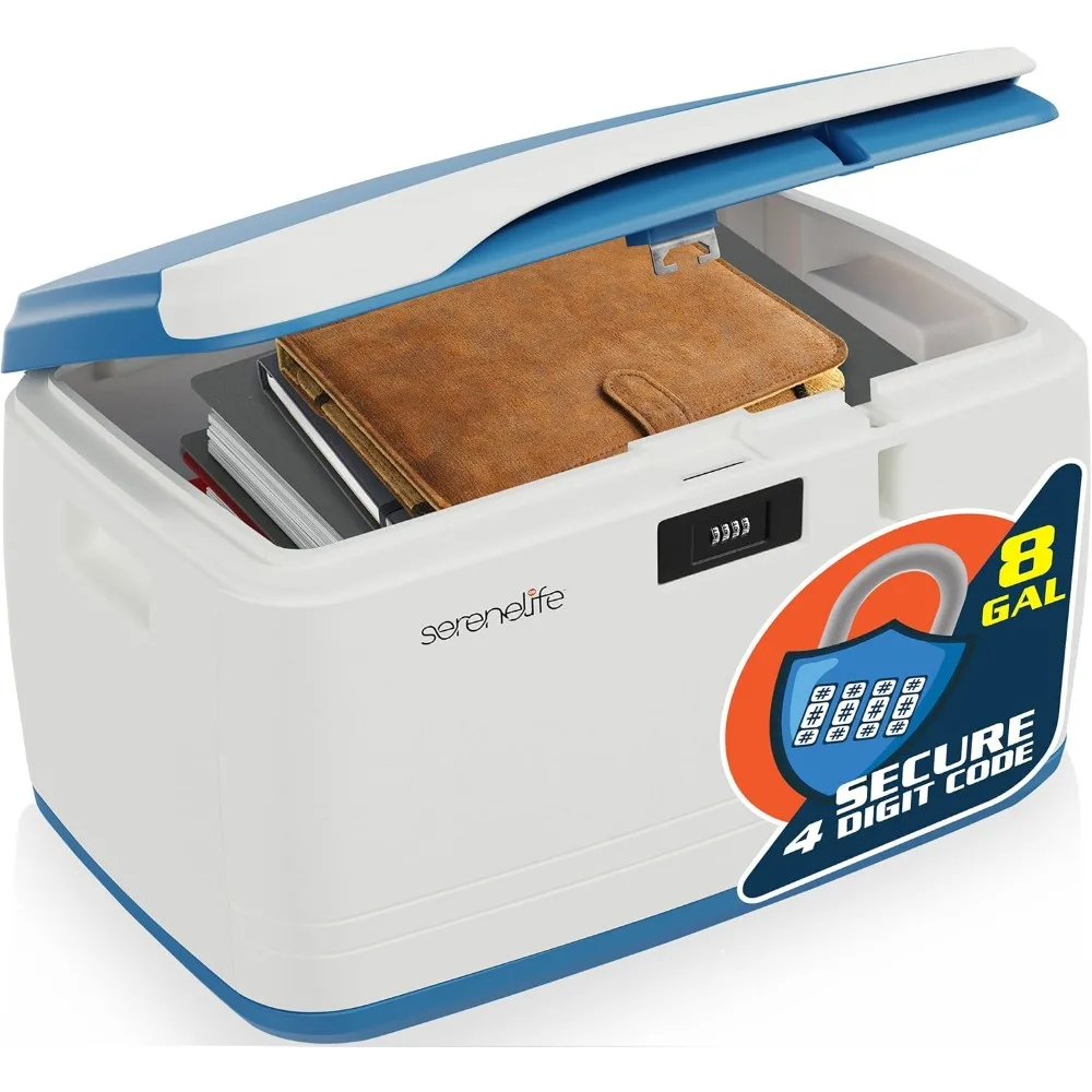 

Контейнер для хранения с блокировкой 5 галлонов — прочный штабелируемый контейнер с 4-значным замком для организации дома и офиса