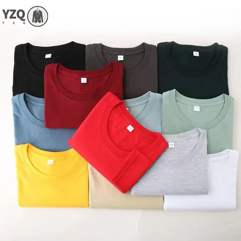 Men's Solid Color Round Neck Cotton Long Sleeved T-shirt Summer Comfortable Top image 4