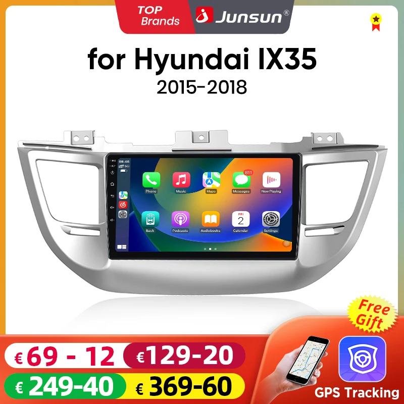 Junsun Android Wireless CarPlay Auto Car Radio For Hyundai IX35 Tucson 3 2015-2018 Car Intelligent Systems DSP SWC RDS GPS FM BT