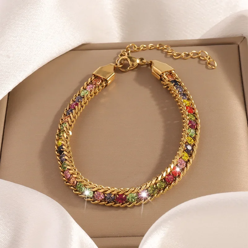 316L Edelstahl Neue Mode Edlen Schmuck Minimalismus 6 Farben Embed Zirkon 3-strang Spleißen Charme
