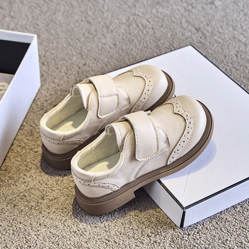 New Fashion Cowhide Children Leather Shoeds Student Genuine Leather Baby Performance Boys Girls Dress Soft Sole British Shoes