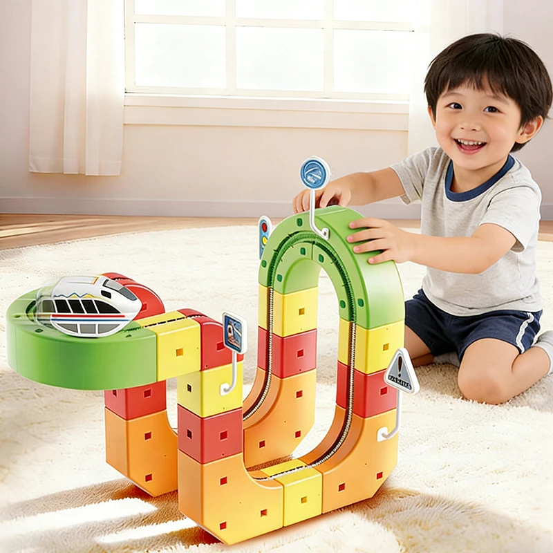 Train de piste magique USB Rechargeable 3D, rails cubiques orbétiques stéréoscopiques, jouets éducatifs STEM, cadeau d'anniversaire pour enfant