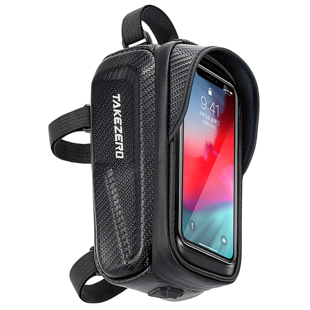 

Hard Shell Bicycle Bag Waterproof Rainproof MTB Cycling Head Tube Bag Double Zipper Bicycle Phone Stand Bag for Bike Accessories