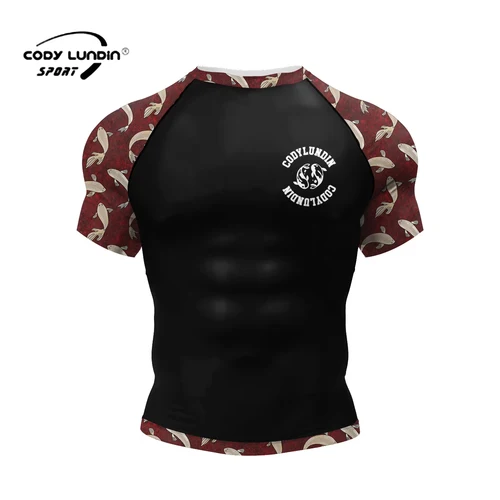 Imagen 1 del producto Cody Lundin Impresión Digital 3d alta calidad Fitness al aire libre correr alta elasticidad brasileño Jiu Jitsu masculino Mma Rashguards