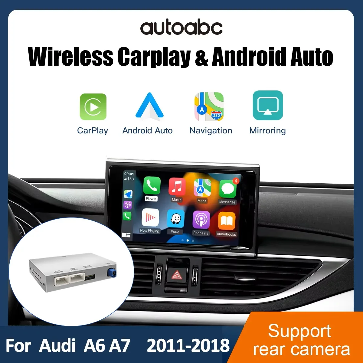 Беспроводной интерфейс AUTOABC CarPlay для Audi A6 A7 RMC HN MHI2 2012-2018 с функцией AirPlay Mirror Link Car Play Android Auto