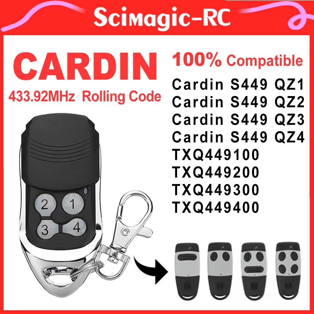 100% Compatibl Cardin TXQ449100 /TXQ449200 /TXQ449300 /TXQ449400 S449,S449 QZ1 QZ2 QZ3 QZ4  Mando a distancia Rolling Code 433,92 MHz