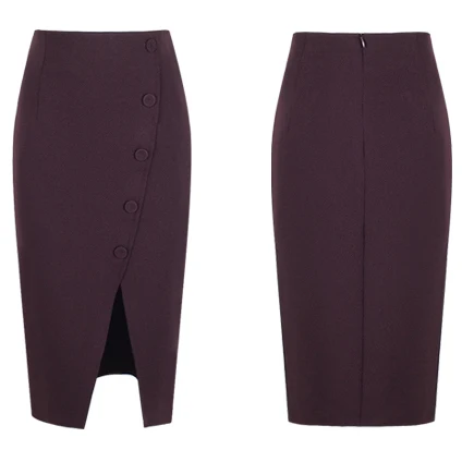High Waist Single Button Asymmetrical Mid-Length Workwear Skirt Street Style Polyester Fiber Bodycon A-Line Silhouette