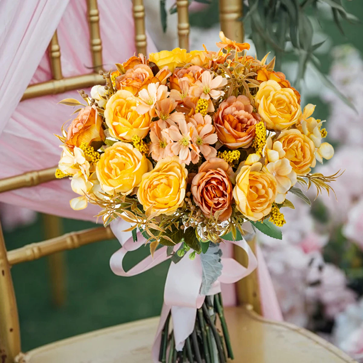 Silk Artificial Flowers Rose Peony Wedding Bridal Bouquet Home Room Table Outdoor Garden Mother's Day Diy Gifts Table Decoration