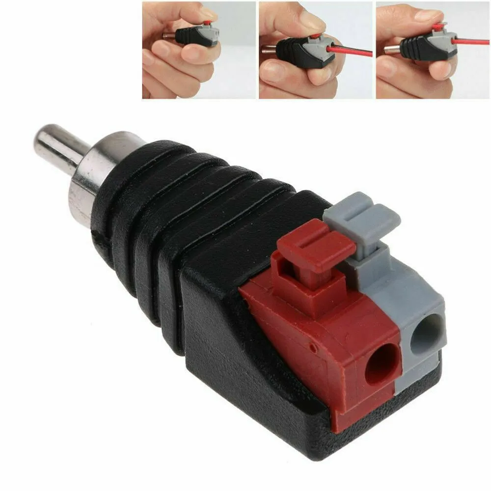 2PCS High Quality Speaker Wire A/V Cable To Audio Male RCA Connector Adapter Jack Press Plug To Audio Mono Channel Plug