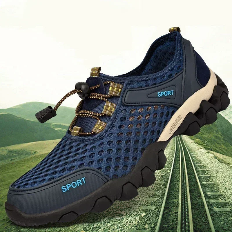 Mens Mountain Trekking Shoes Summer Mesh Breathable Men Hiking Shoes Outdoor Men Sneakers Men Sport Shoes Quick-dry Water Shoes