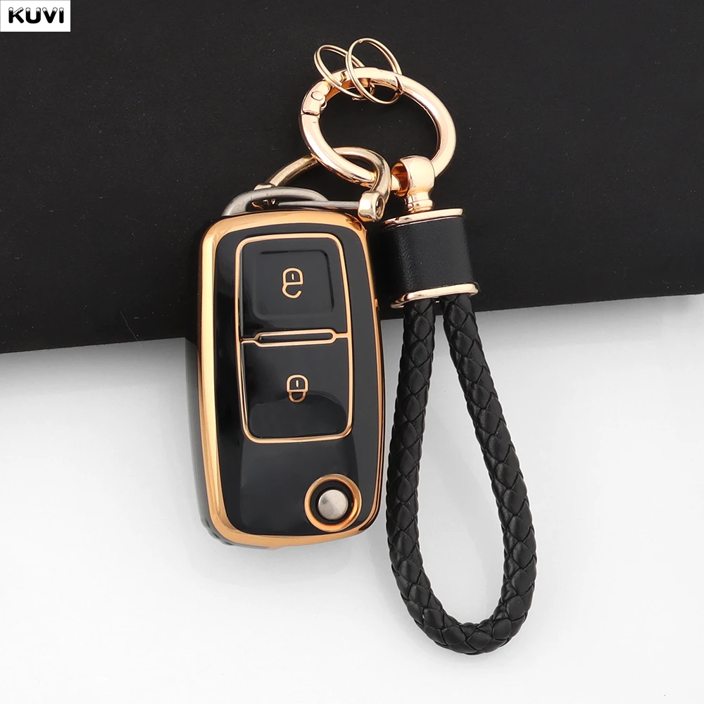 Plating TPU Car Key Case Cover 2 Buttons Shell For VW Volkswagen Golf 4 5 6 Jetta MK4 Bora Passat Polo Bora Touran Skoda Seat view 2