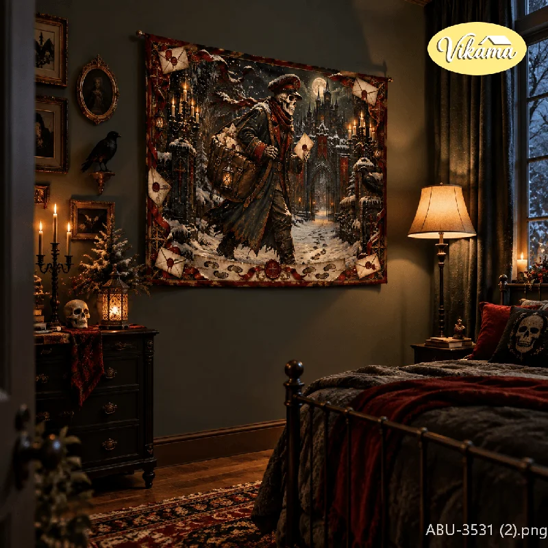 VIKAMA Gothic Lamp People Skeleton Tapestry, Skeleton Background Cloth, Living Room Party Wall Decor