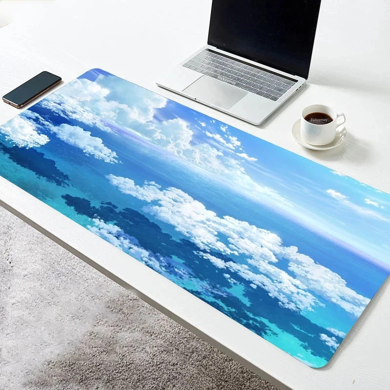 Mouse Pad Gaming Accessories Mouse Anime Table Keyboard Desk Mat Mausepad Gamer PC Rubber Carpet Office Blue Mousepad Non-slip