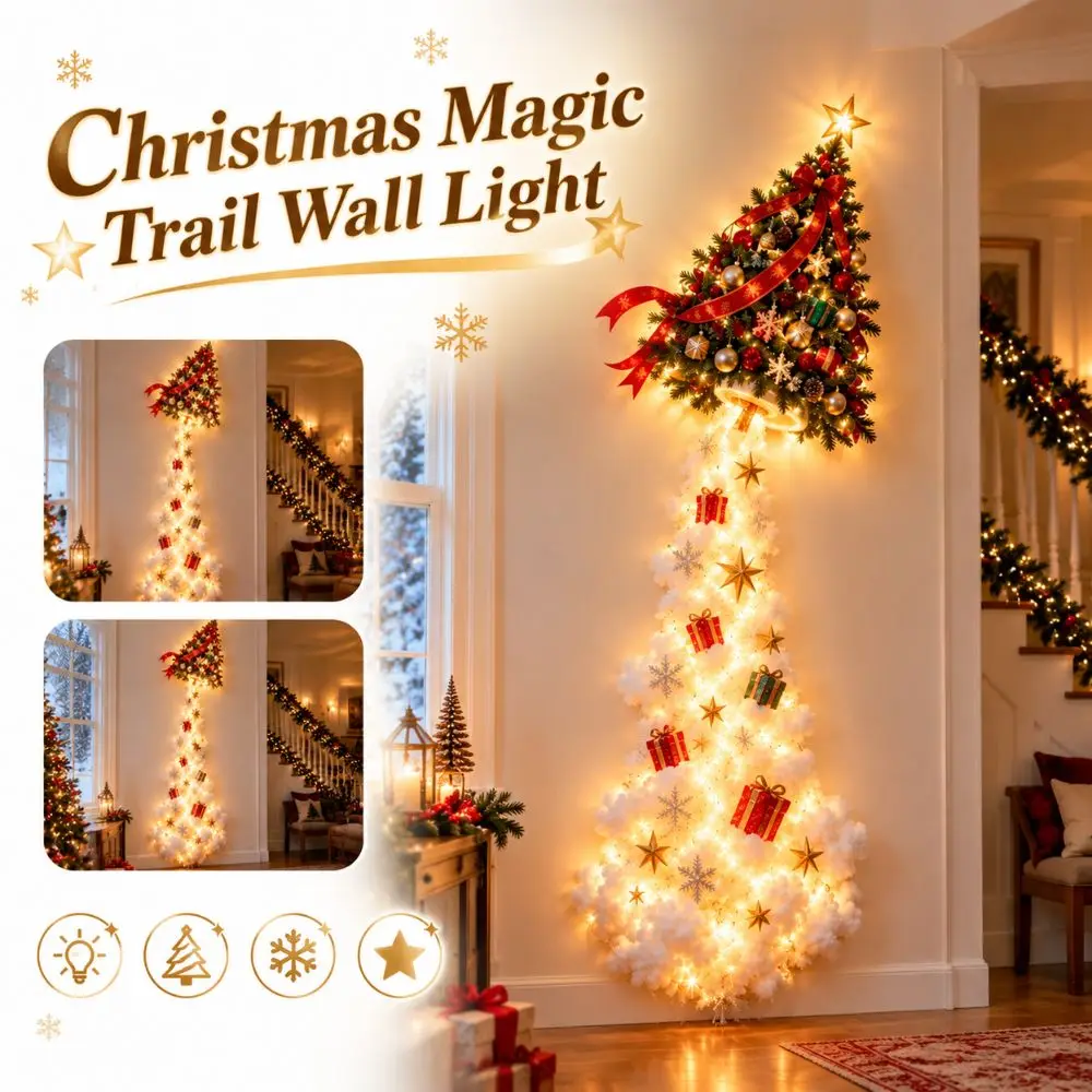 Wall Mounted Christmas Magic Trail Wall Light Snow Trail Shape Warm White Lights Christmas Trail Wall Light