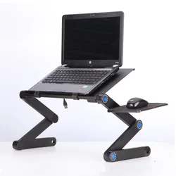 Suporte ajustável Laptop com Desk Lamp, Laptop Rack, TV Bed, Mouse Pad, Ventilador de refrigeração