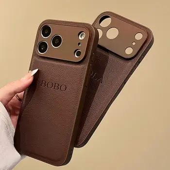Personalized Luxury Customized Name 3D DIY Hot Engrave Faux Leather Phone Case For…