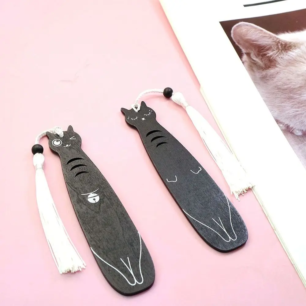 1 Pcs Creative Kitten Shape Book Page Marker Exquisite Wooden Reading Book Clip Student Learning Stationery Graduation Gift