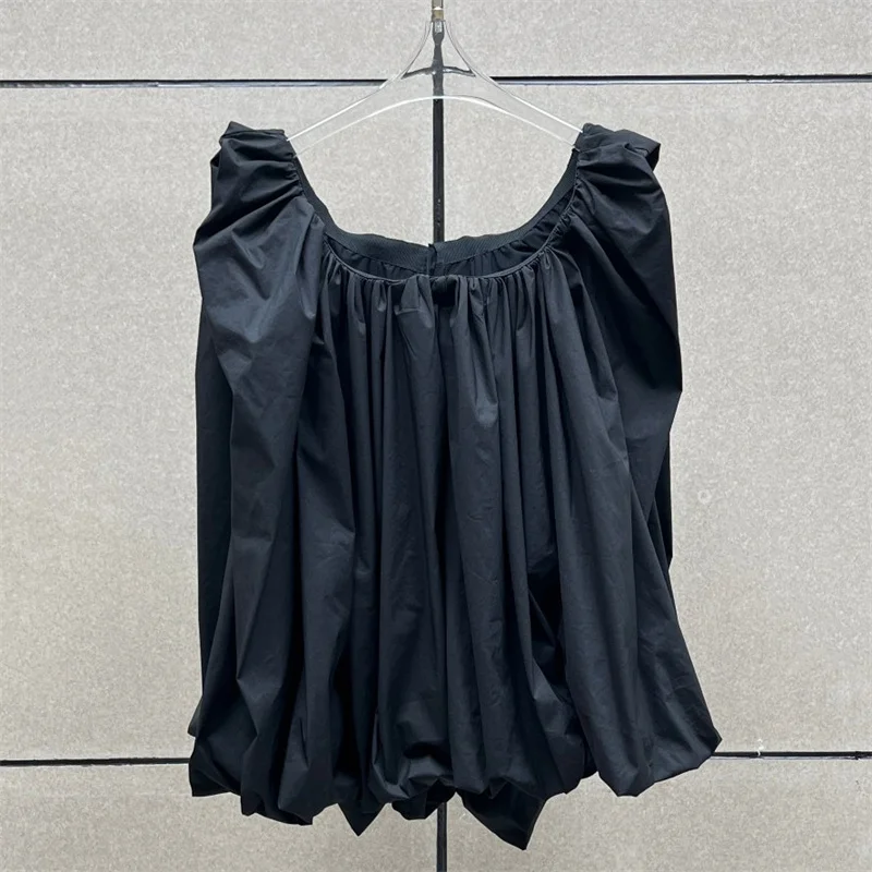Women's vest New cotton blend sleeveless top for summer 2026 One collar pleated slim fit tanks top off shoulder women's corset