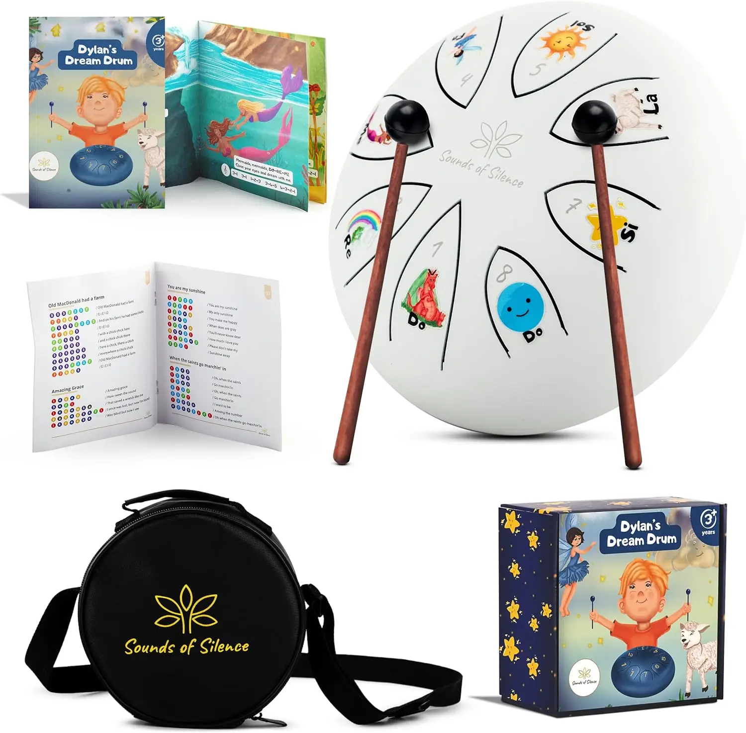 

Calming Steel Tongue Drum for Kids - Bedtime Story & Music Gift, Easy-to-Play Scale