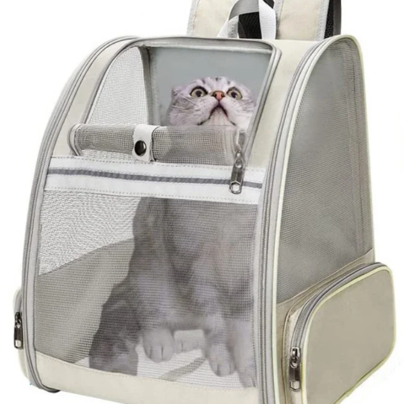 Pet Cat Bag Breathable Canvas Portable Cat Backpack Outdoor Travel Transport Bag for Cats and Puppy Carrying Pet Supplies