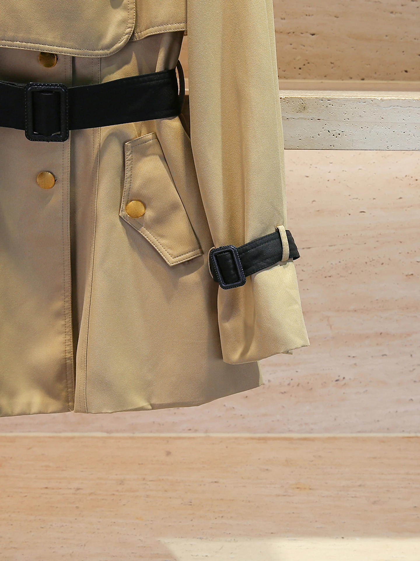 الراقية الخريف الشتاء بريتي Sle سترة واقية معطف مع حزام الوقوف طوق ركاب فضفاضة تناسب طويلة Sve منتصف طول #4