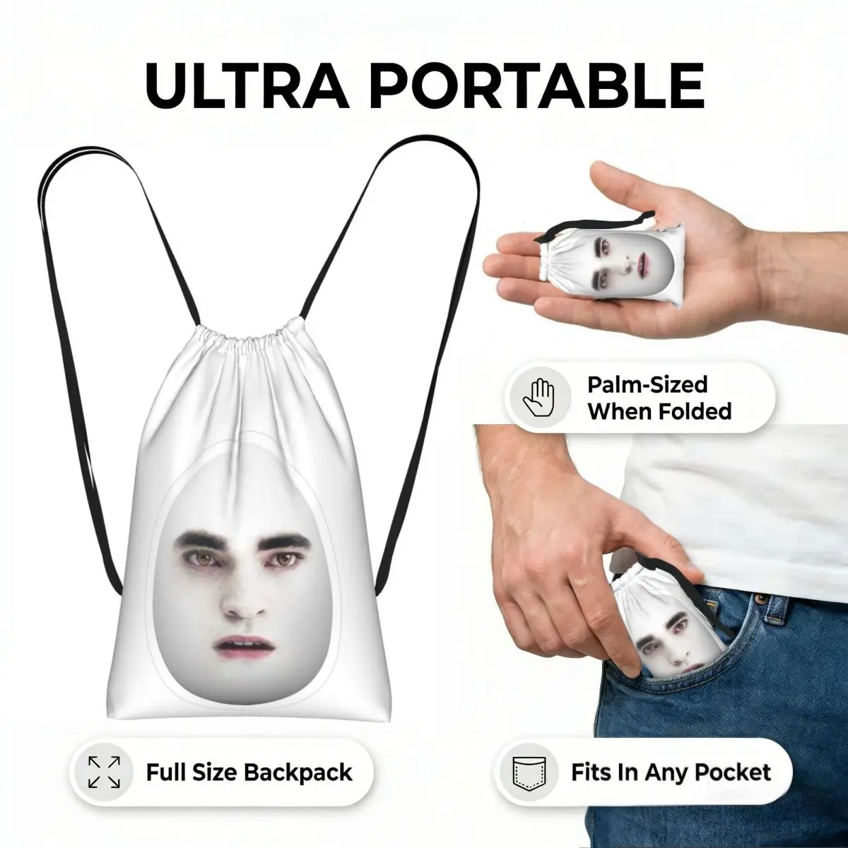 Eggward Cullen Edward Cullen Drawstring Backpack hiking cycling Bag Lightweight Foldable Storage Drawstring Bag for Men Women