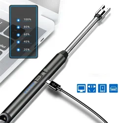 360° New Outdoor Kitchen Lighter USB Rechargeable Portable Electronic Lighters Metal Windproof Safety Candles Gas Stoves Gift
