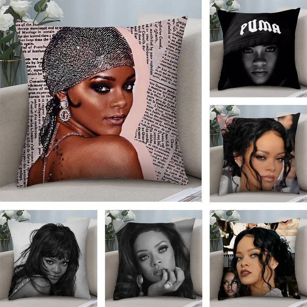 Popular Singer R_RihannaS Pillow Case Plush Fabric Soft Double Sided Print Sofa Cushion Cover Throw Pillow Covers