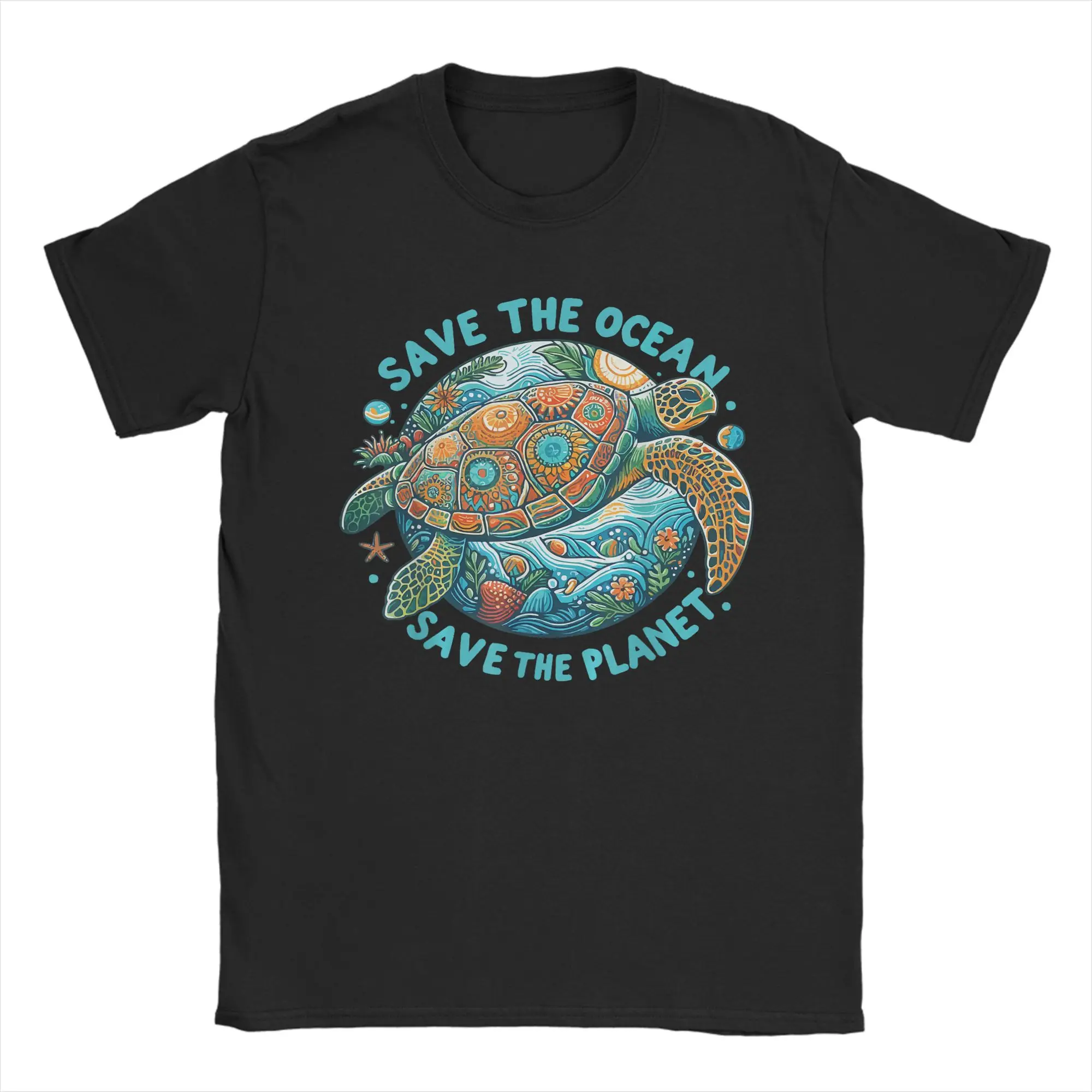 Men's Earth Day 2026 Restore Earth Sea Turtle Art Save the Planet T Shirts  Pure Cotton Tops Short Sleeve Crew Neck Tees T-Shirt
