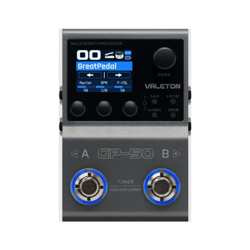 OvO Store GP50 Chinese Language System Electric Guitar and Bass Multi-Effects Pedal with IR Cabinet Simulation Sound Card