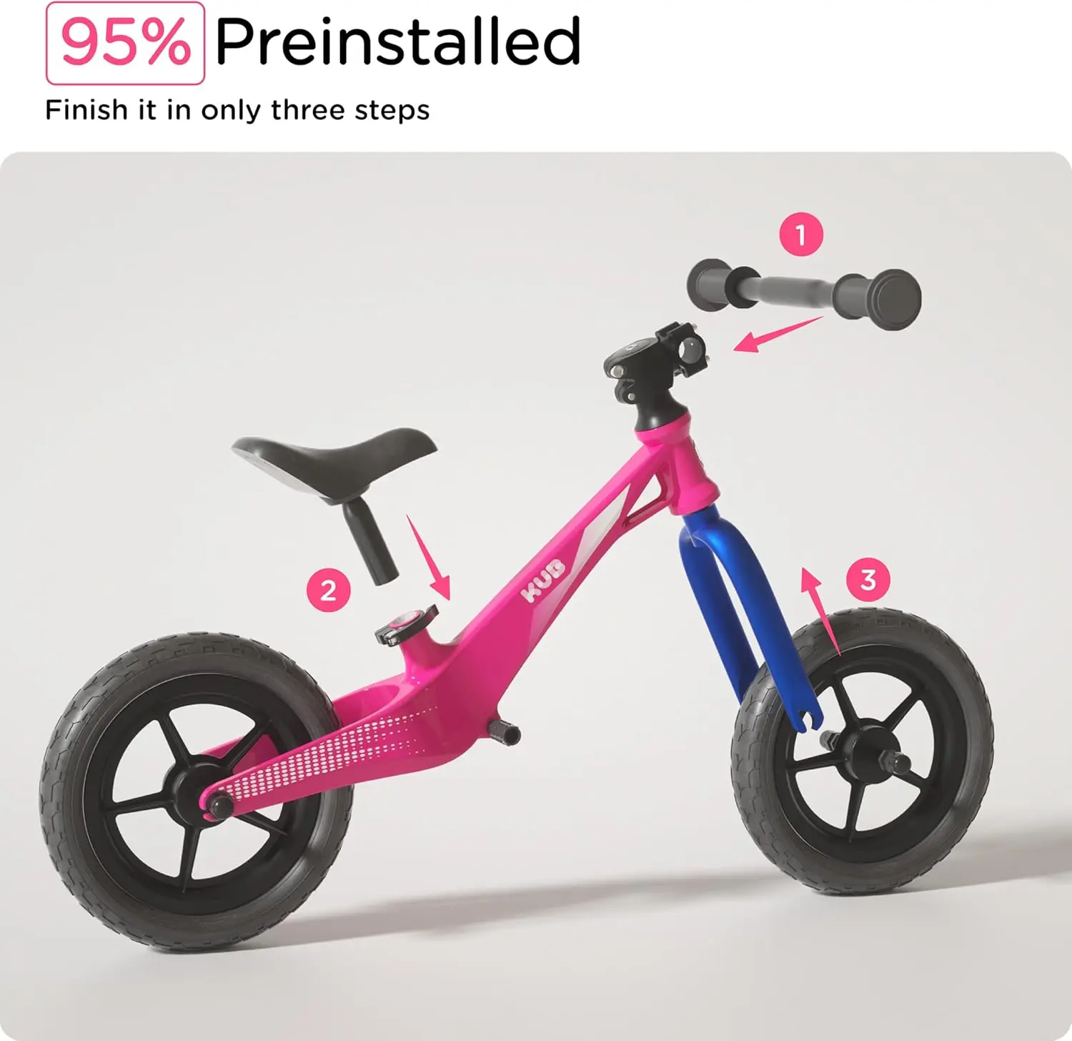 Vélo d'équilibre avec roues de 12 pouces, cadre super léger en magnésium, siège réglable, âgés de 3 à 5 ans