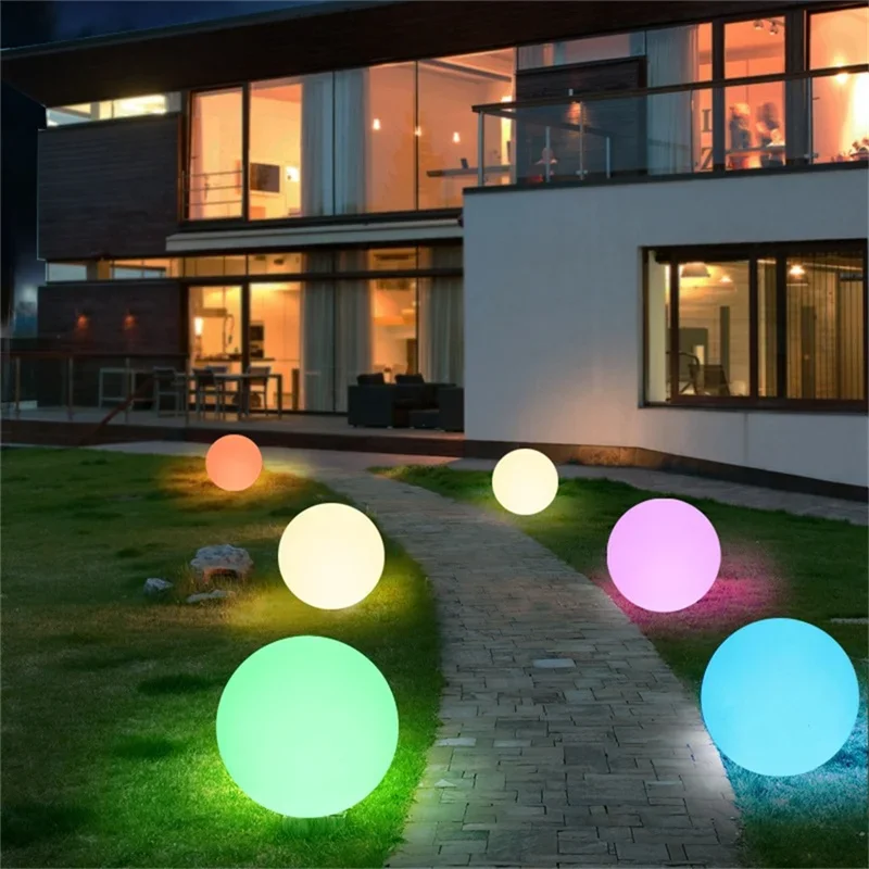 25/20/15/10 ซม.LED Luminous Round Ball โคมไฟแบตเตอรี่รีโมท 16 สีสวนภูมิทัศน์สนามหญ้าบ้านตกแต่งห้องนอน Night ไฟ