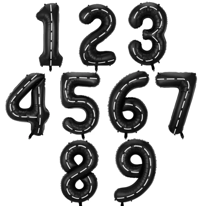 بالونات رقمية لديكور حفلات أعياد الميلاد للصبيان ، مركبة بناء ، بالونات بطبقة ألومنيوم ، حفارة ، رافعة ، 1-9 ، 9 لكل مجموعة