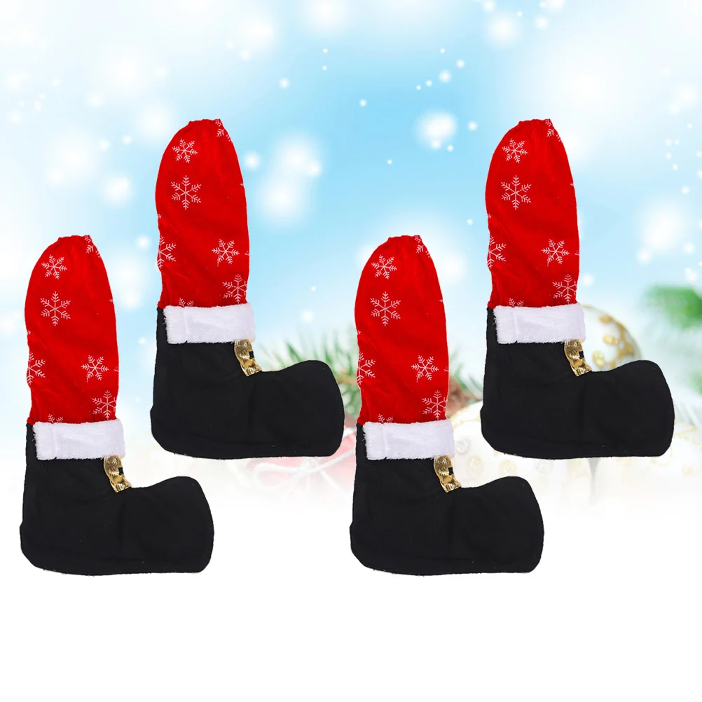 4 pçs decorações de jantar de natal protetores de chão cadeira pés cobre mesa perna