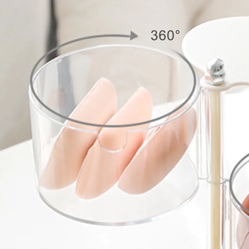 Multi Layers Rotary Cosmetic Puff Organizer Compact Transparent Rotary Powder Puff Holder PET 360° Rotatable Makeup Puff Holder