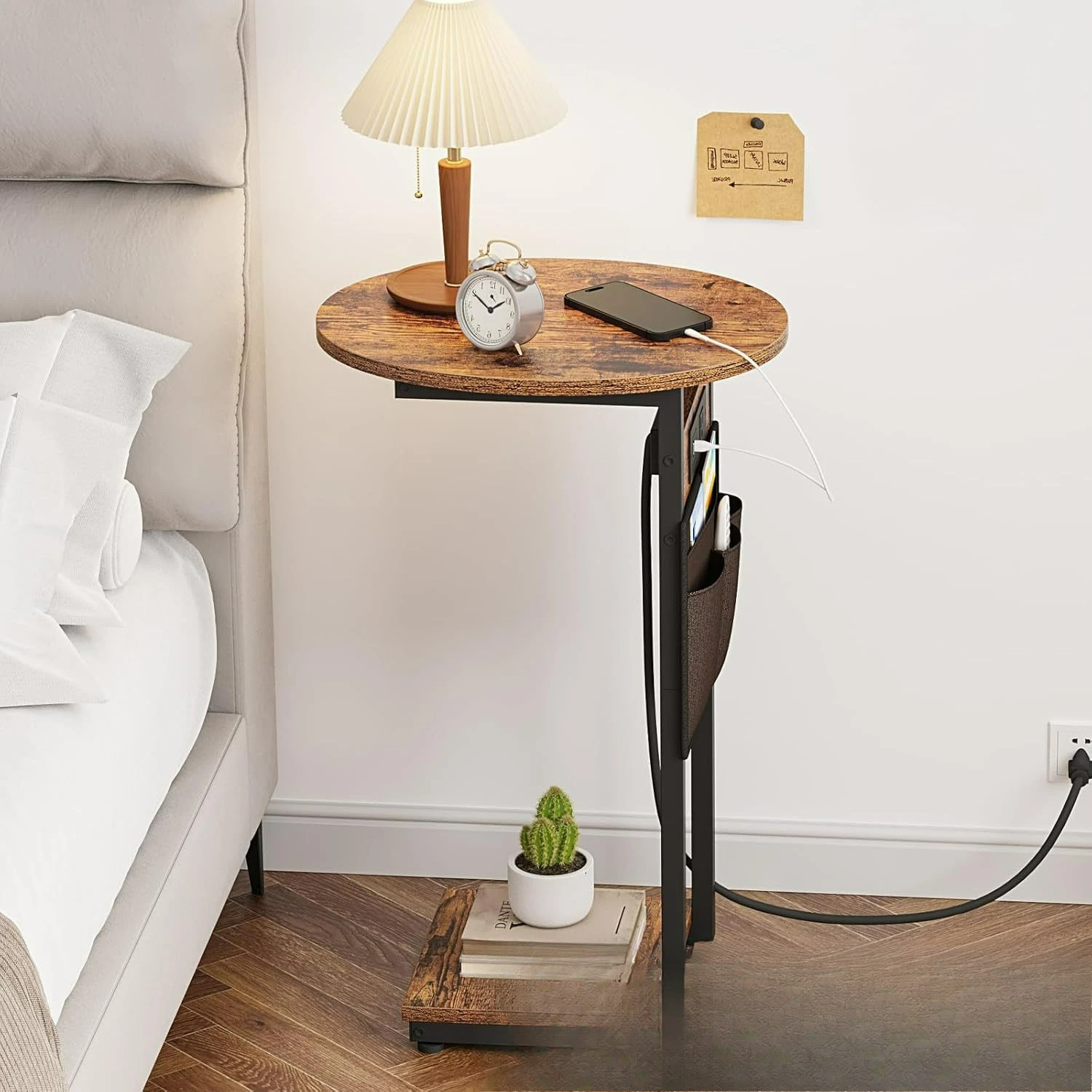 

Sofa side table, TV tray table, suitable for living room and bedroom, round sofa side table