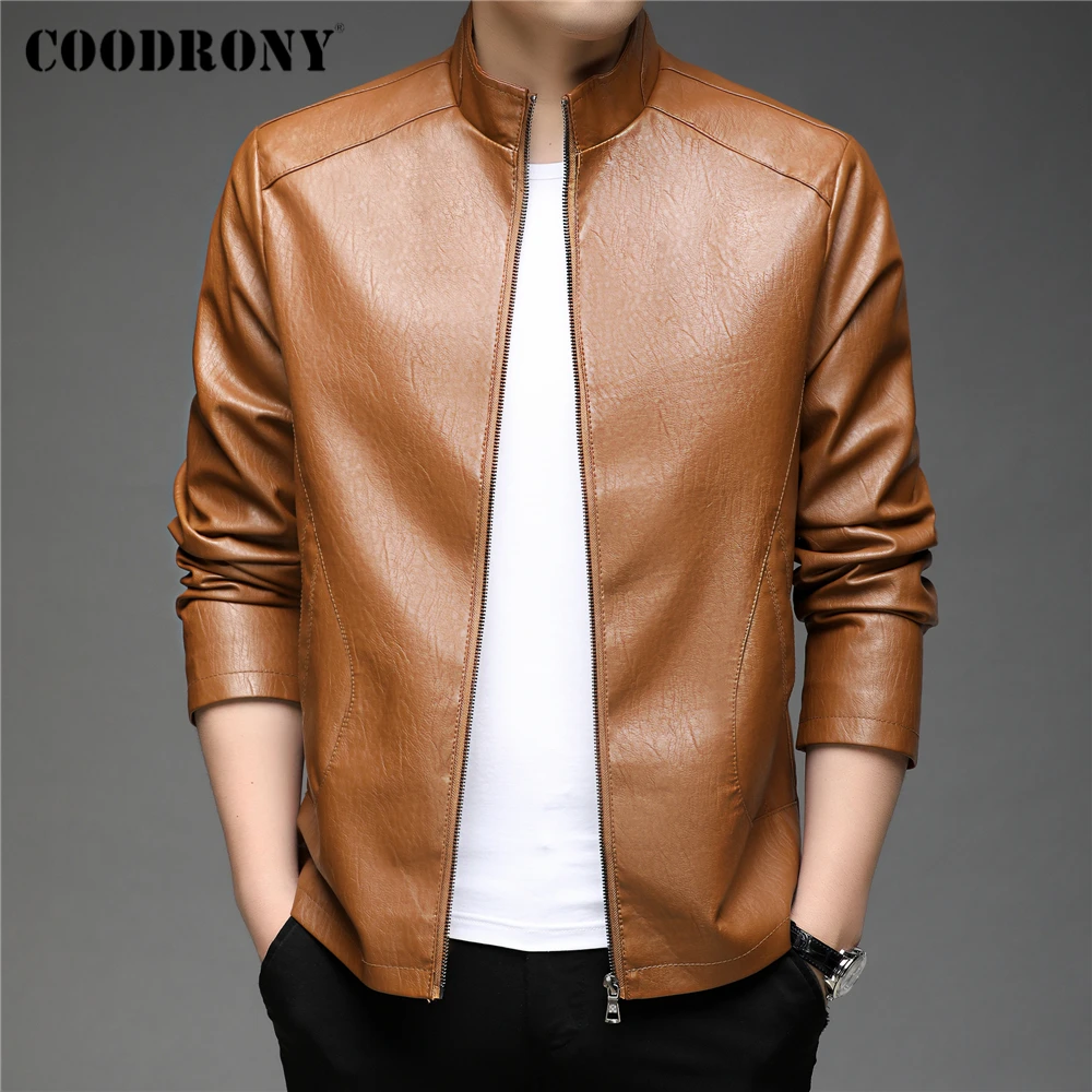 

COODRONY Brand Faux Leather Jacket Men Clothing New Arrival Autumn Winter Jackets Fashion Zipper Stand Collar Coat Homme Z8133