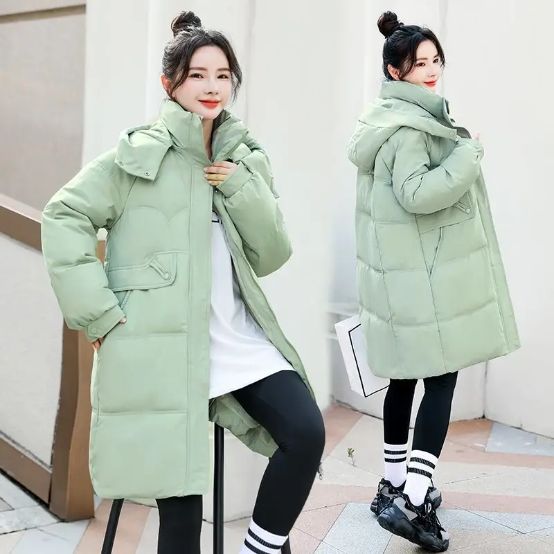 Loose Long Hooded Winter Warm Coats Casual Women Oversized  Fashion Windbreak Cotton Padded Jackets Snow Wear Thicken Parkas