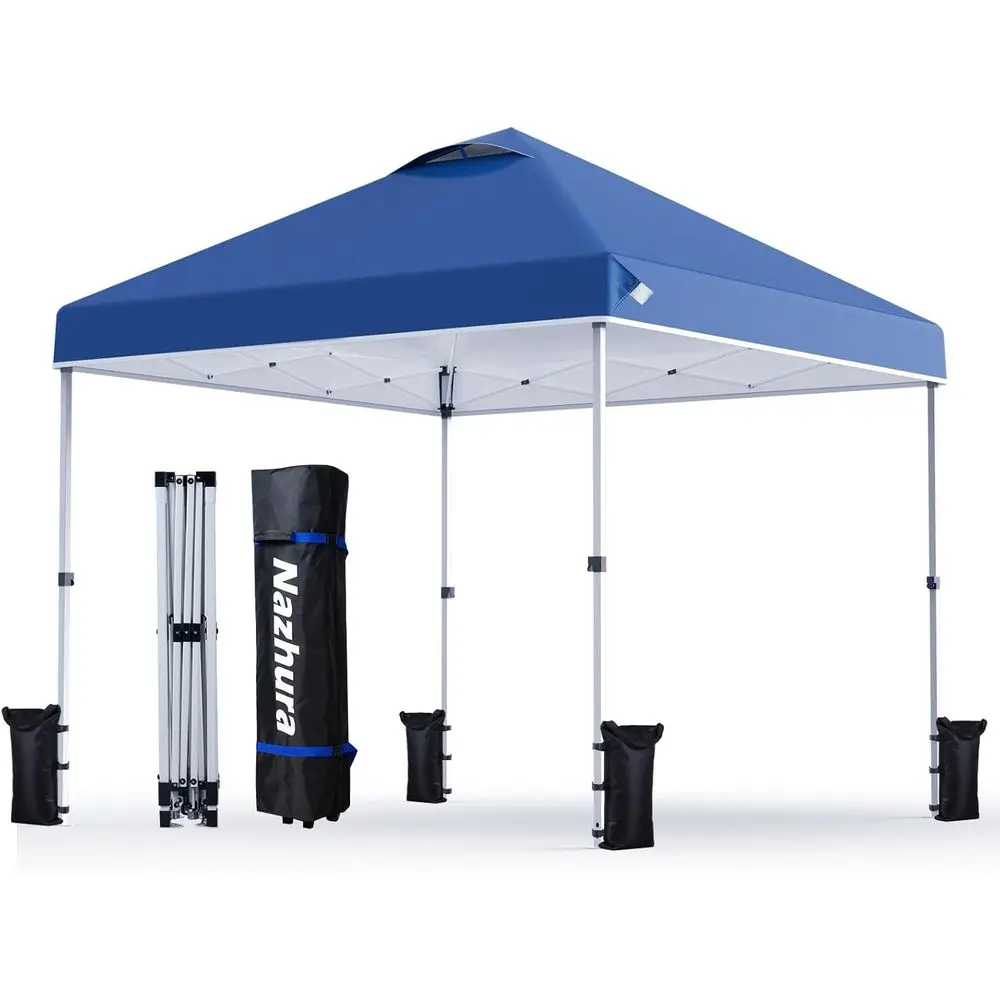 10' x 10' Up Tent, Sand Weight Bag, Reusable Sun Shelter, Picnic and Camping, One Person Setup, Height Adjustable (Blue)