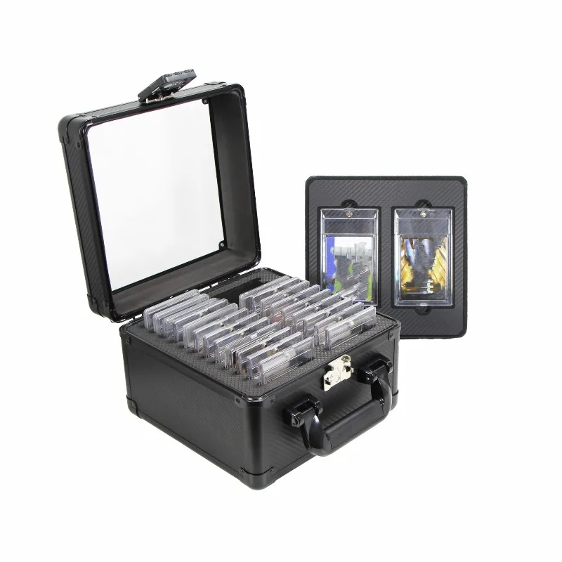 Card Box Two Card Positions Double-layer Transparent Card Brick Collection Box, Aluminum Alloy Carbon Fiber Toolbox